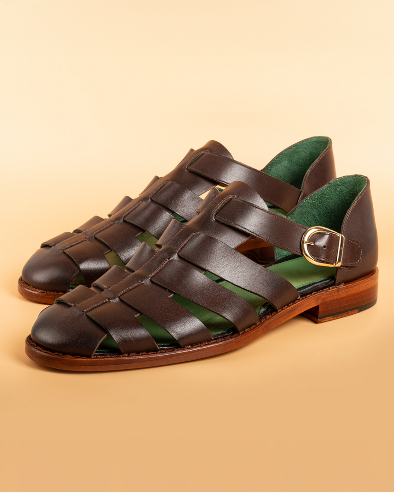 Blanc · sandale · marron