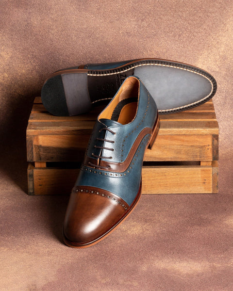 Eryx · richelieu · bleu marine et marron