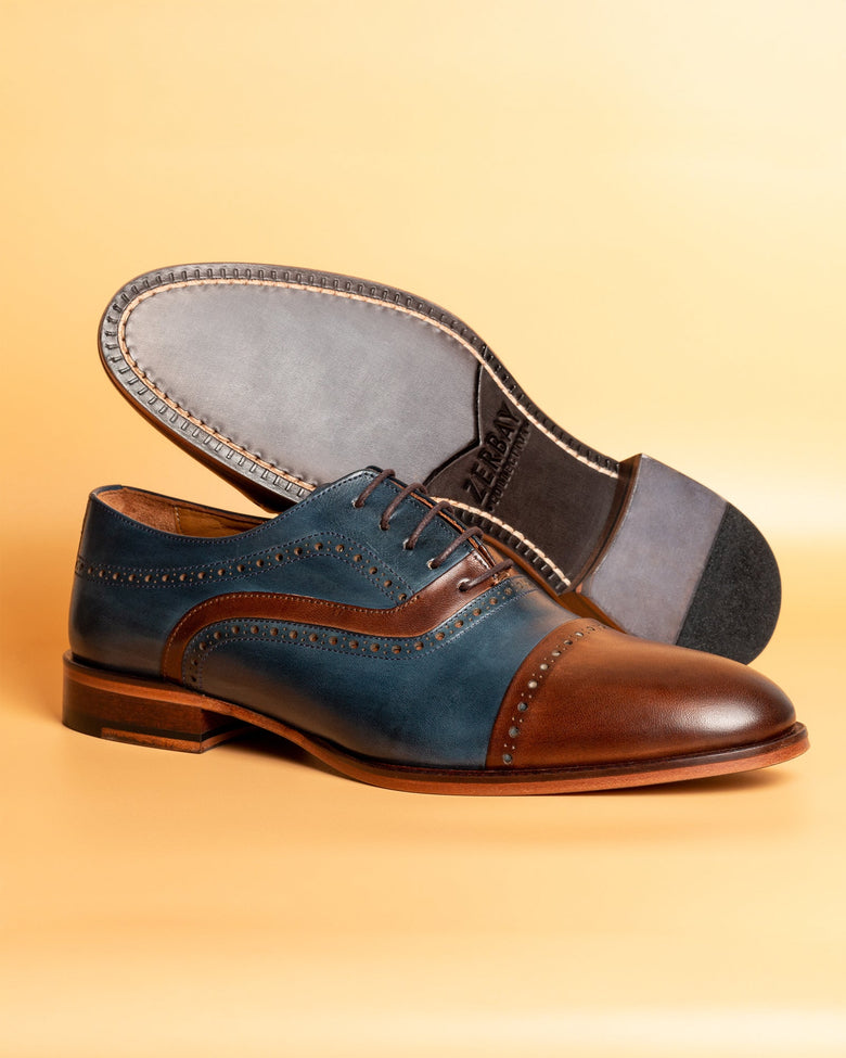 Eryx · richelieu · bleu marine et marron