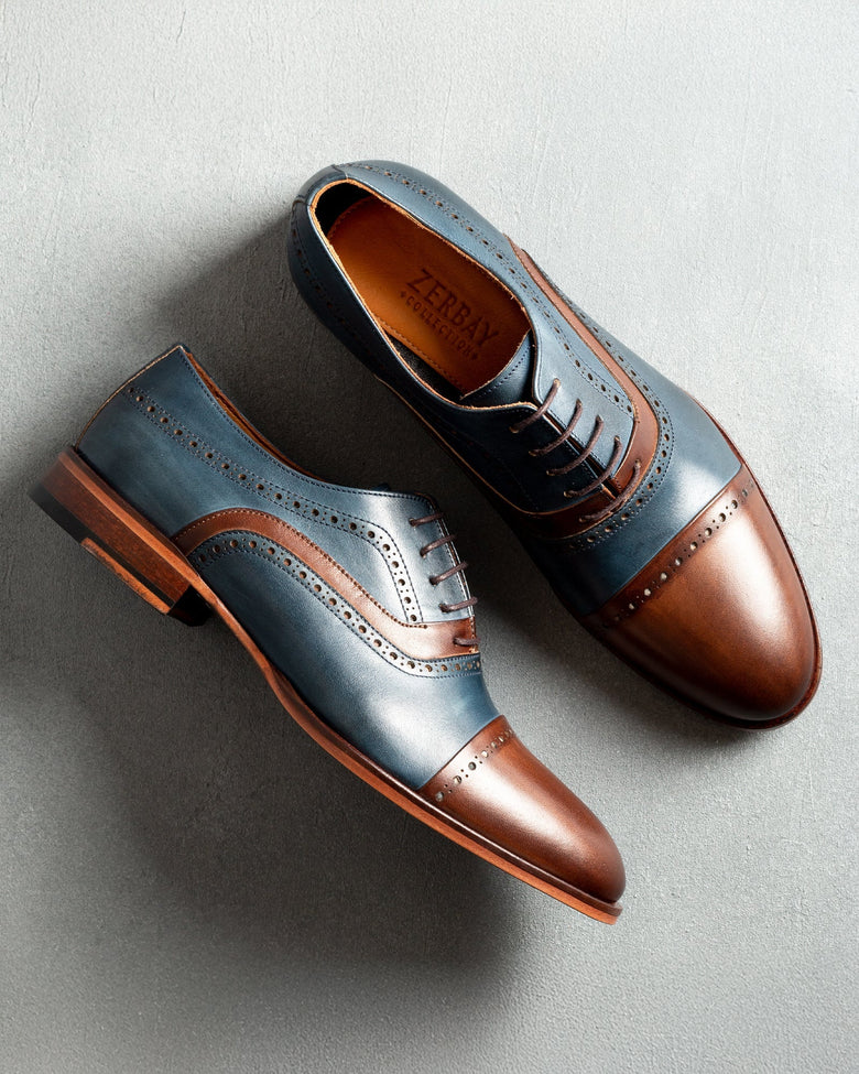 Eryx · richelieu · bleu marine et marron