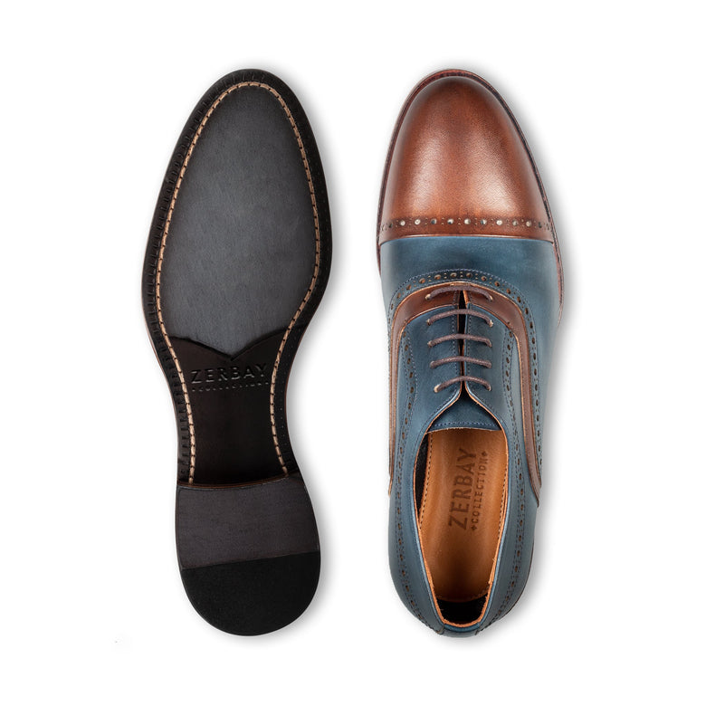 Eryx · richelieu · bleu marine et marron