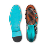 Kinabalu · sandalia · azul marino y coñac