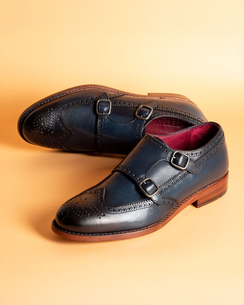 Mercedario · zapato de hebilla · azul marino